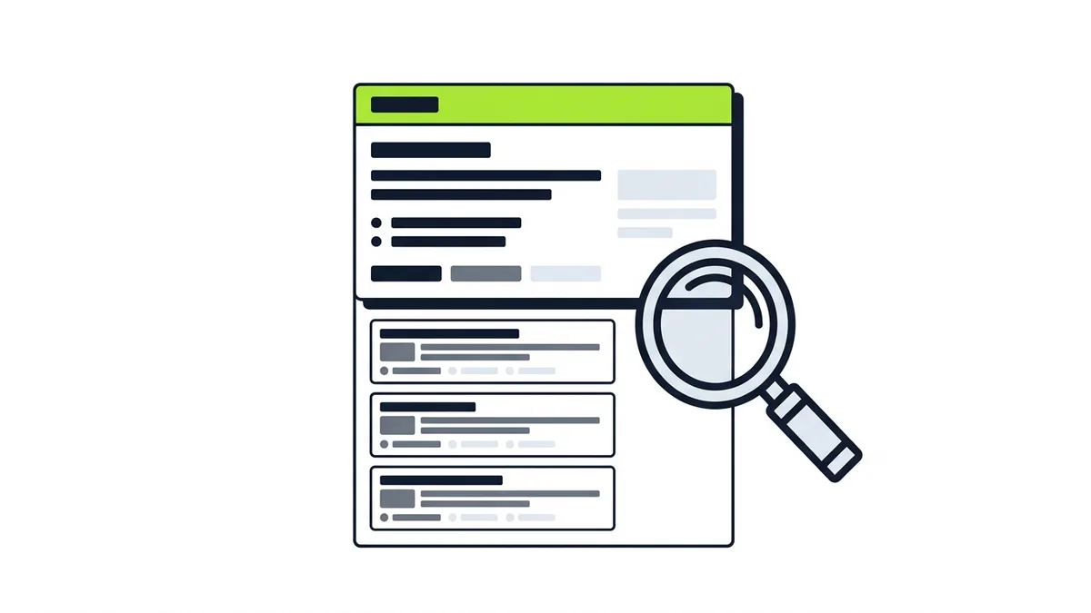 Illustration of a search page with a large answer box on top and a short list of link cards pushed below it