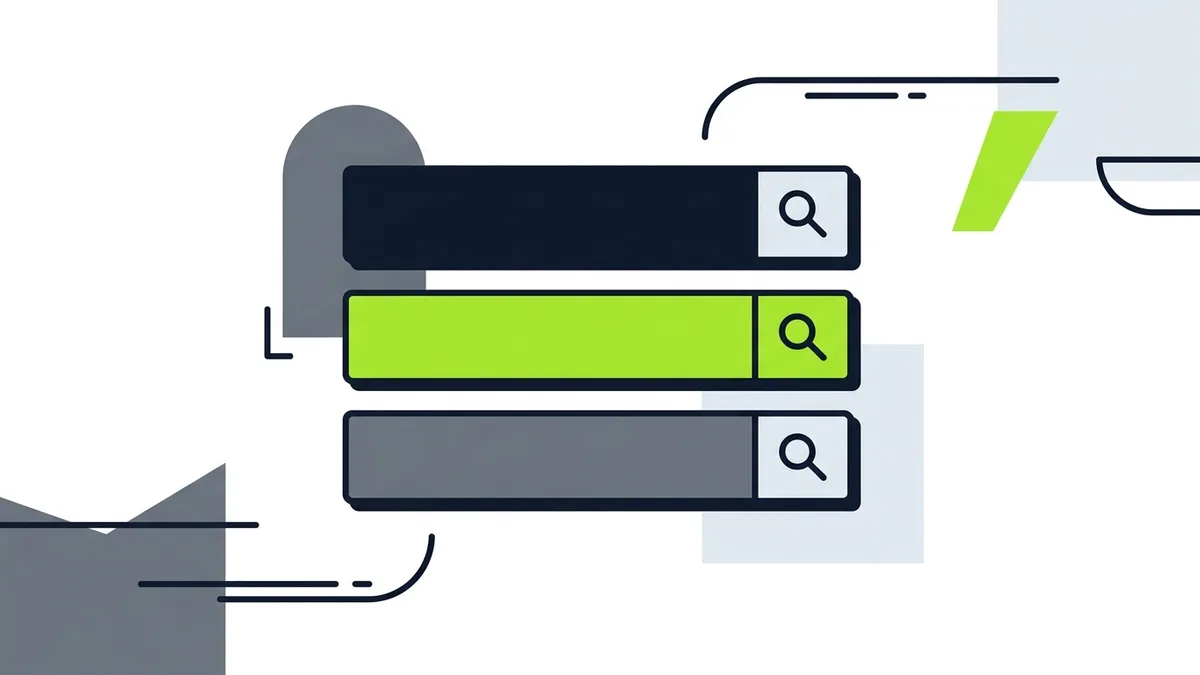 Three stacked search bars, the middle one highlighted in green, representing customers searching in different languages